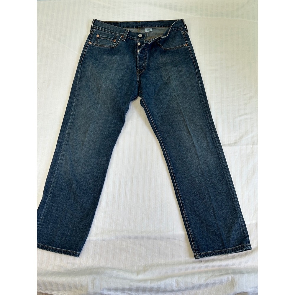 Levis 501 Original Fit Mens Jeans Medium Wash Straight Leg Button Fly 34x30